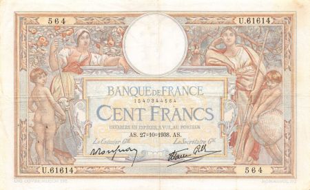 France 100 Francs Luc Olivier Merson - 27-10-1938 Série U.61614 - TTB