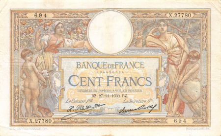 France 100 Francs Luc Olivier Merson - 27-11-1930 Série X.27780 - TTB