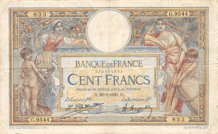France 100 Francs Luc Olivier Merson - 28-07-1923 Série G.9544 - TB