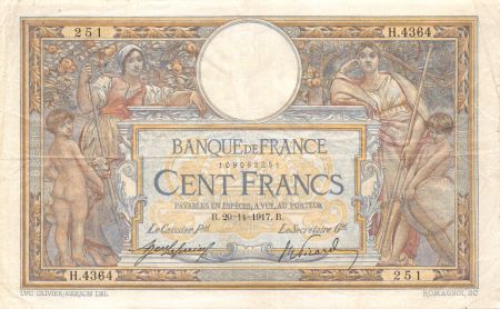 France 100 Francs Luc Olivier Merson - 29-11-1917 Série H.4364 - TB+
