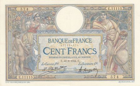 France 100 Francs Luc Olivier Merson - 30-08-1924 Série E.11115 - SUP