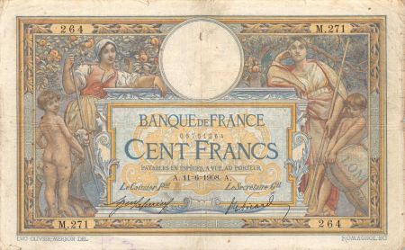 France 100 Francs Luc Olivier Merson - avec LOM - 11-06-1908 Série M.271 - TB