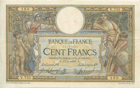 France 100 Francs Luc Olivier Merson - avec LOM - 17-03-1909 Série V.733