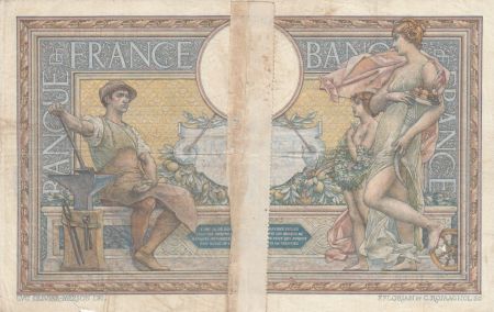 France 100 Francs Luc Olivier Merson - avec LOM 10-01-1908 - Série U.16 - B
