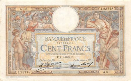 France 100 Francs Luc Olivier Merson - Grands Cartouches - 04-01-1929 Série J.23778 - TTB