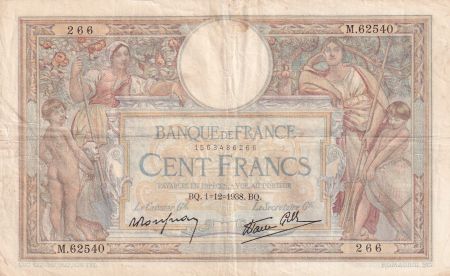 France 100 Francs Luc Olivier Merson - Grands Cartouches - 04-12-1938 - Série M.62540 - TTB