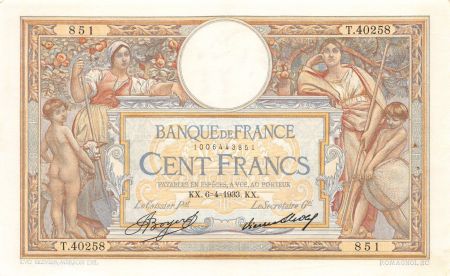 France 100 Francs Luc Olivier Merson - Grands Cartouches - 06-04-1933 Série T.40258 - SUP
