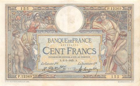 France 100 Francs Luc Olivier Merson - Grands Cartouches - 06-06-1925 Série P.12369 - TTB