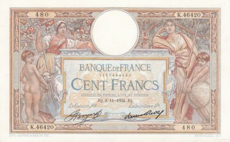 France 100 Francs Luc Olivier Merson - Grands Cartouches - 08-11-1934 Série K.46420