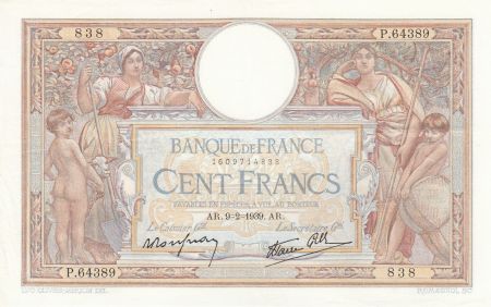 France 100 Francs Luc Olivier Merson - Grands Cartouches - 09-02-1939 Série P.64389