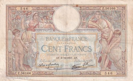 France 100 Francs Luc Olivier Merson - Grands Cartouches - 09-12-1937 - Série Z.56166 - TB+