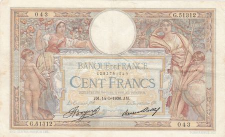 France 100 Francs Luc Olivier Merson - Grands Cartouches - 14-05-1936 Série G.51312
