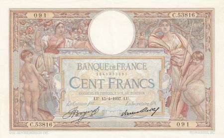France 100 Francs Luc Olivier Merson - Grands Cartouches - 15-04-1937 Série C.53816