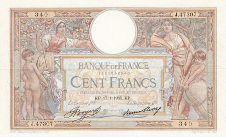 France 100 Francs Luc Olivier Merson - Grands Cartouches - 17-01-1935 Série J.47307