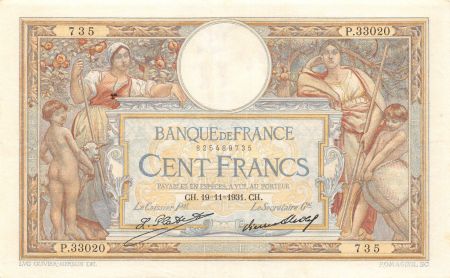 France 100 Francs Luc Olivier Merson - Grands Cartouches - 19-11-1931 Série P.33020 - TTB