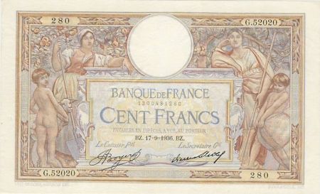 France 100 Francs Luc Olivier Merson - Grands Cartouches - 1936