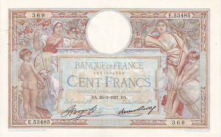 France 100 Francs Luc Olivier Merson - Grands Cartouches - 1937