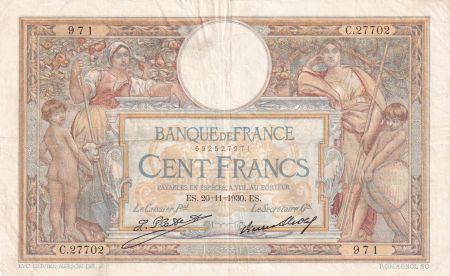 France 100 Francs Luc Olivier Merson - Grands Cartouches - 20-11-1930 - Série C.27702 - TTB