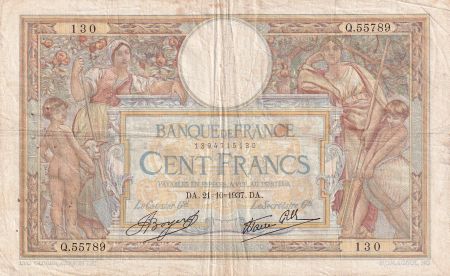 France 100 Francs Luc Olivier Merson - Grands Cartouches - 21-10-1937 - Série Q.55789 - TB