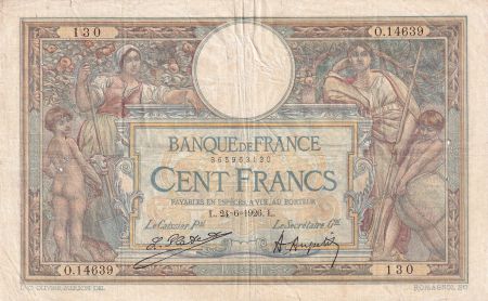 France 100 Francs Luc Olivier Merson - Grands Cartouches - 24-06-1926 Série O.14639 - TB+