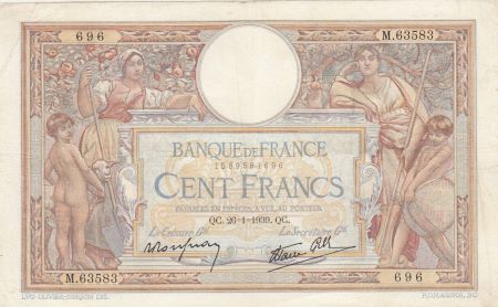 France 100 Francs Luc Olivier Merson - Grands Cartouches - 26-01-1939 Série M.63583