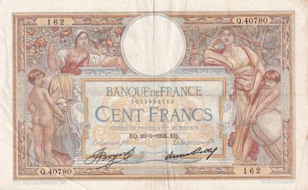 France 100 Francs Luc Olivier Merson - Grands Cartouches - 26-05-1933 - Série Q.40780 - TTB