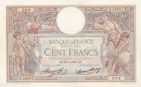 France 100 Francs Luc Olivier Merson - Grands Cartouches - 27-05-1937 Série X.54251