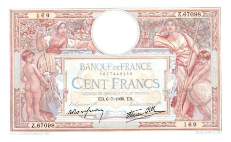 France 100 Francs Luc Olivier Merson - Modifié - 06-07-1939