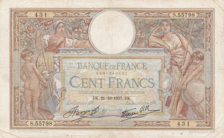 France 100 Francs Luc Olivier Merson - Modifié - 21-10-1937 Série S.55798
