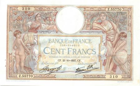 France 100 Francs Luc Olivier Merson - Modifié - 21-10-1937 Série Z.55770