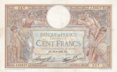 France 100 Francs Luc Olivier Merson - Modifié - 30-09-1937 Série J.55617