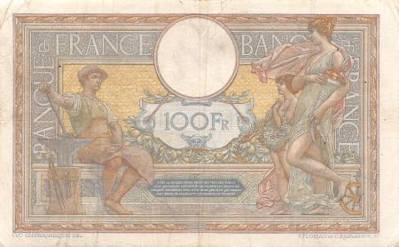 France 100 Francs Luc Olivier Merson - sans LOM - 02-05-1921 Série X.7565 - TB+