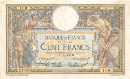 France 100 Francs Luc Olivier Merson - sans LOM - 02-10-1909 Série E.1066 - TTB