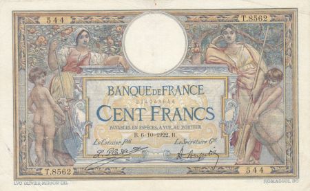 France 100 Francs Luc Olivier Merson - sans LOM - 06-10-1922 Série T.8562