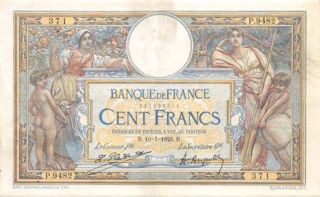 France 100 Francs Luc Olivier Merson - sans LOM - 10-07-1923 Série P.9482 - TTB