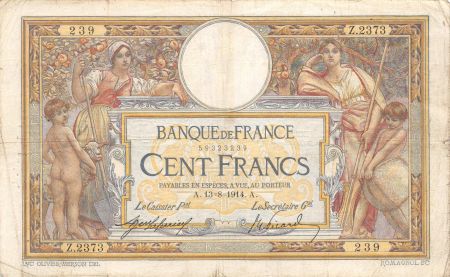 France 100 Francs Luc Olivier Merson - sans LOM - 13-08-1914 Série Z.2373 - TB+