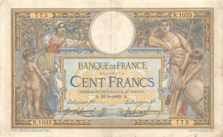 France 100 Francs Luc Olivier Merson - sans LOM - 15-09-1909 Série R.1035 - TB+