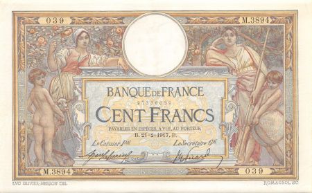 France 100 Francs Luc Olivier Merson - sans LOM - 21-02-1917 Série M.3894 - TTB+