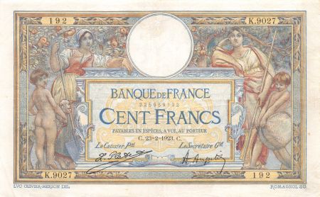 France 100 Francs Luc Olivier Merson - sans LOM - 23-02-1923 Série K.9027 - TTB