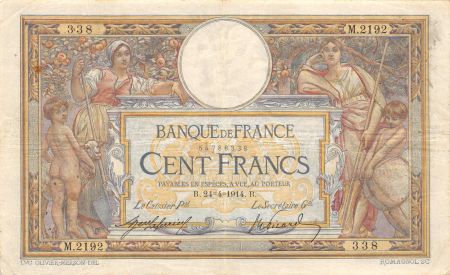 France 100 Francs Luc Olivier Merson - sans LOM - 24-04-1914 Série M.2192 - TTB