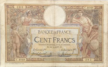 France 100 Francs Luc Olivier Merson - sans LOM - 24-05-1917 Série C.4048 - TB