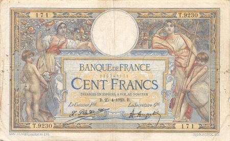France 100 Francs Luc Olivier Merson - sans LOM - 25-04-1923 Série T.9230 - TB