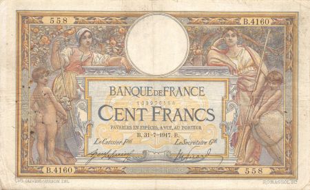 France 100 Francs Luc Olivier Merson - sans LOM - 31-07-1917 Série B.4160 - TB