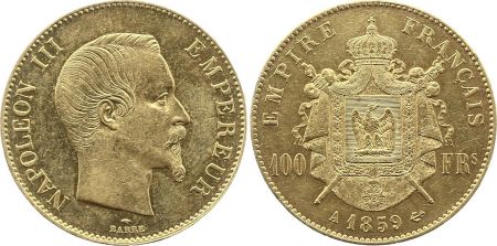 France 100 Francs Napoléon III - Tête nue - 1859 A Paris - Or