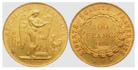 France 100 Francs Or Génie - 1886A Paris