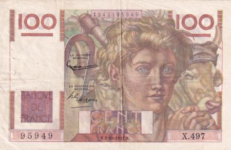 France 100 Francs Paysan - 02-10-1952 - Série X.497 - TTB