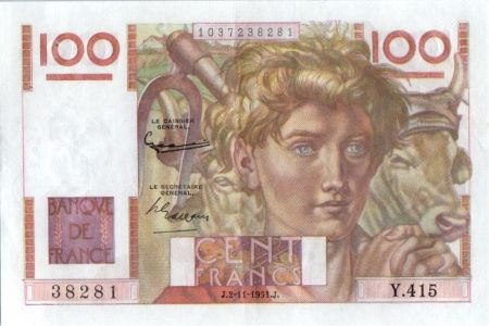 France 100 Francs Paysan - 02-11-1951 - Série Y.415