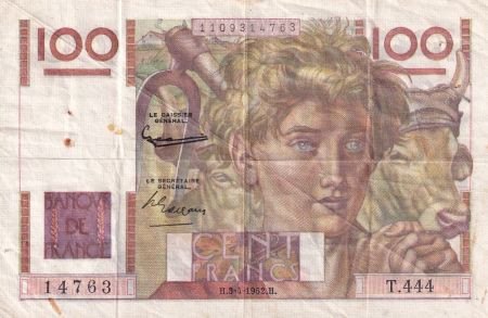 France 100 Francs Paysan - 03-04-1952 - Série T.444 - TTB