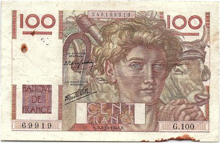 France 100 Francs Paysan - 03-10-1946 - Série G.100 - TB