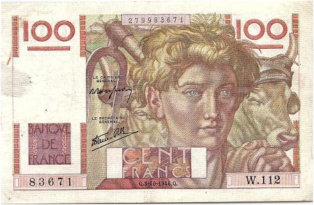 France 100 Francs Paysan - 03-10-1946 - Série W.112 - TTB